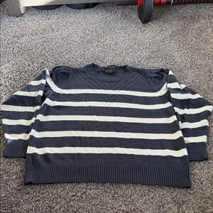 Lane Bryant Black and Cream Striped Sweater